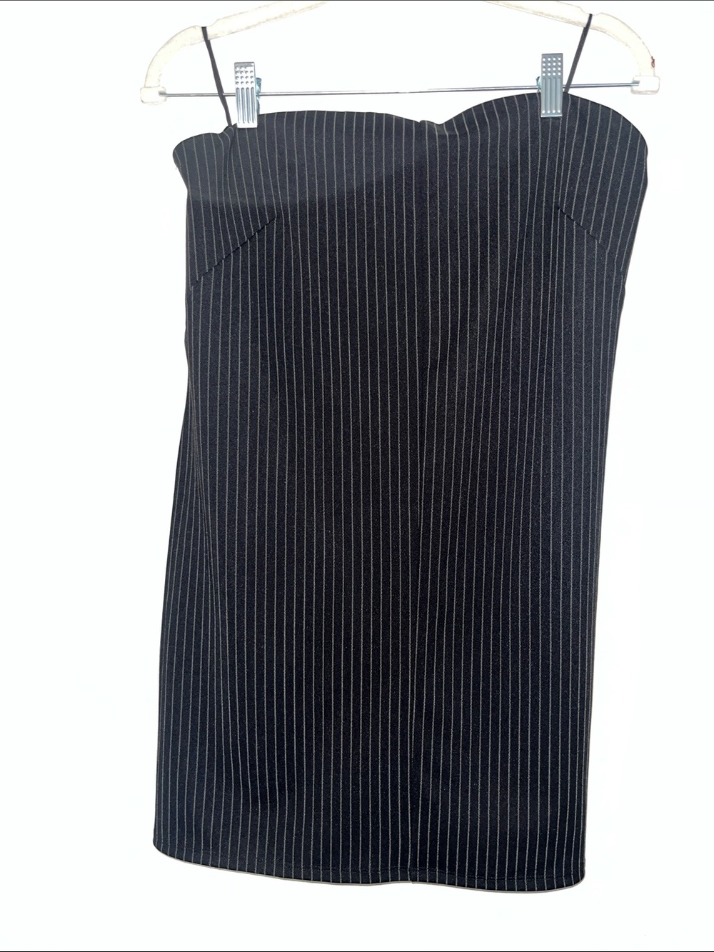 Express Black Pinstripe Strapless Sheath Dress- Romper